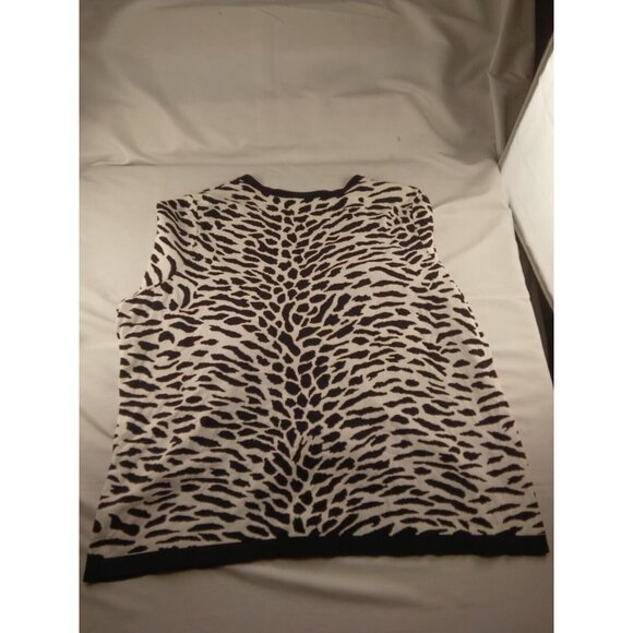 Dialogue Black/White Leopard Print Cardigan Silk Sweater Size 3XL - Picture 3 of 3